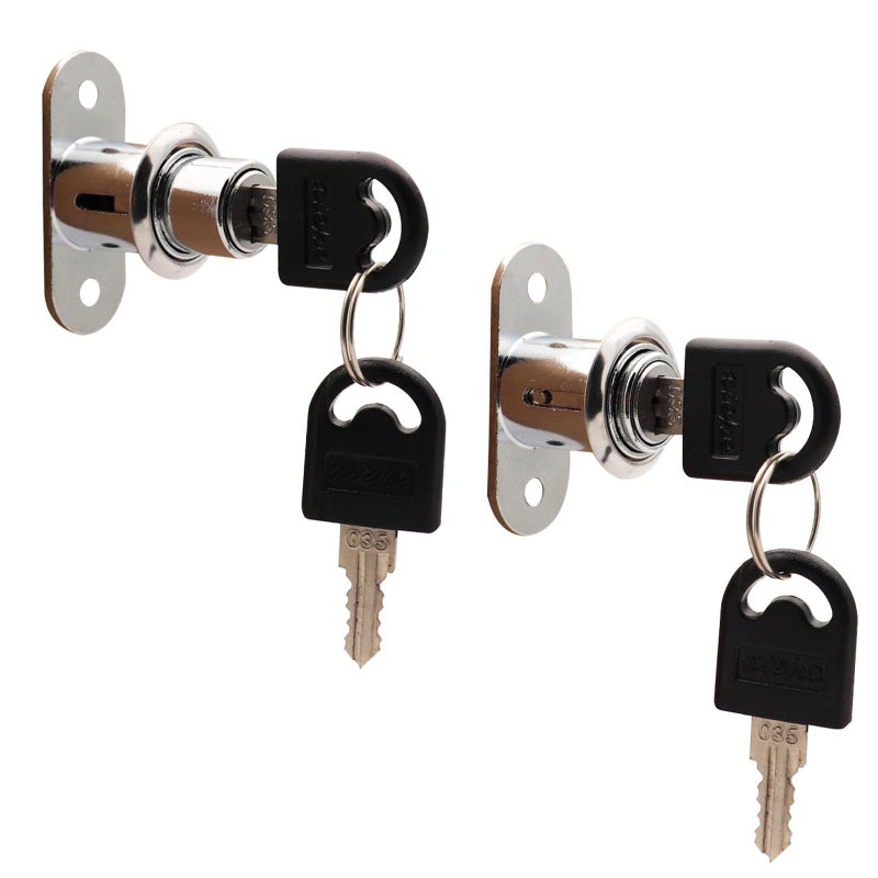 Sipery 2Pcs Push Plunger Lock Drawer Showcase Locks Compatible Desk Wardrobe Furniture Cabinet Locker Showcase with Keys (Different Lock Different Keys) - Image 1